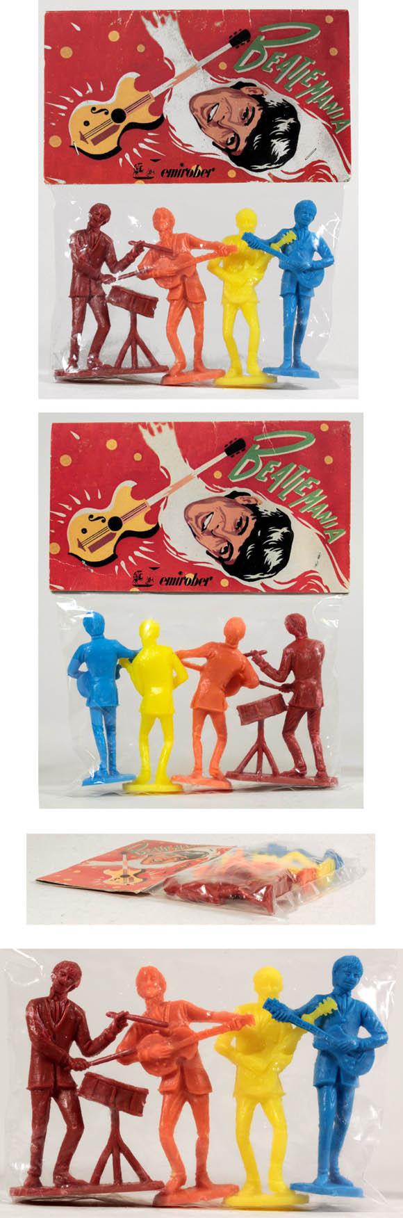 c.1980 Beatlemania, 4 Marx-like Playset Beatle Figures in Sealed Original Bag